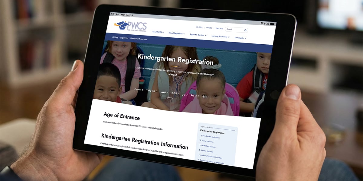 Photo of ipad with Kindergarten registration on it. 